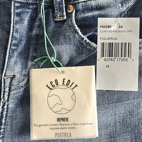 🆕Pistola Audrey Eco Edit Mid Rise Skinny Jeans ♻️ Size 24 Sustainable Style - Picture 7 of 15